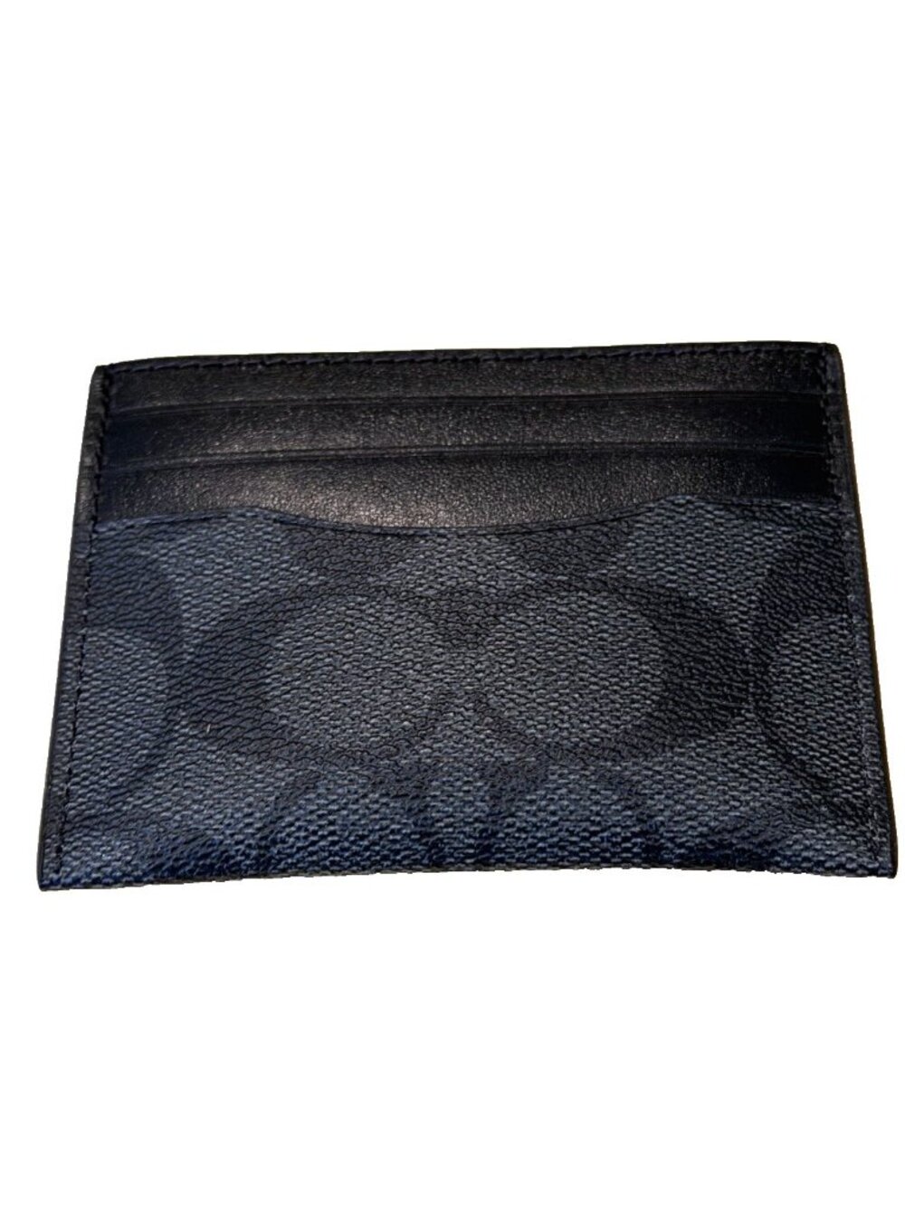 Coach Signature Logo Flat Card Case Card Holder Leather PVC Black Charcoal NWOT - Picture 5 of 5